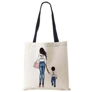 Eco-Friendly Mother Son Queen and Prince Folding Tote Bag